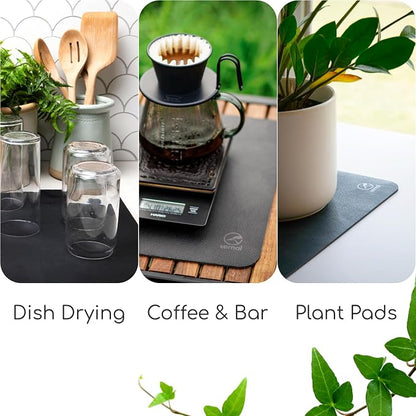 Ternal Coffee Bar & Dish Drying Mat | Rubber-Backed, Anti-Slip Absorbent Mat - Image 4