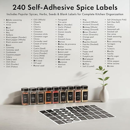 Glass Spice Jars with Label and Stainless Steel Lids Spice Containers with 240 - Image 5