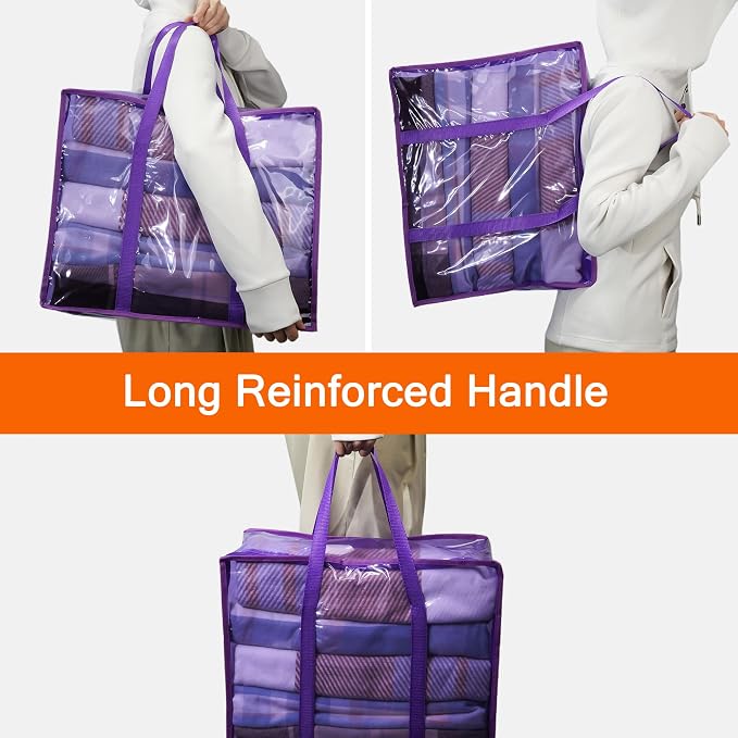Vieshful Purple 40L Clear Clothes Storage Bag Colorful Clothes Organizer - Image 4