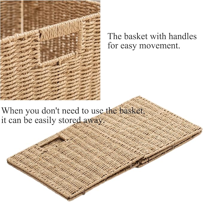 Handwoven Paper Woven Cube Basket Organizer - Image 7
