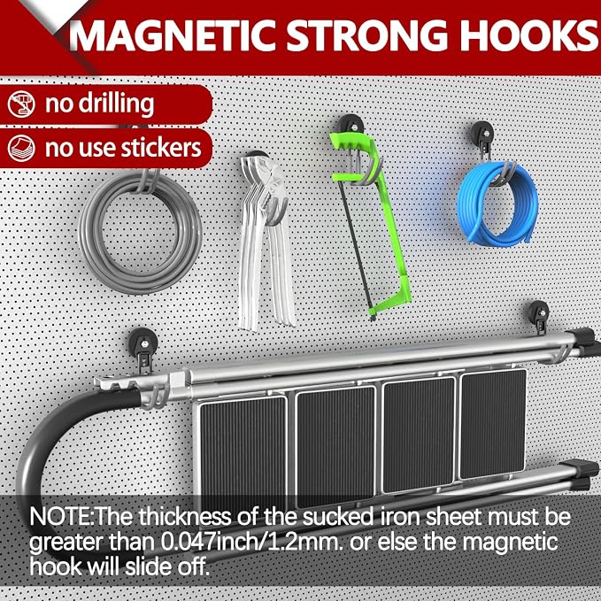3-H Heavy Duty Magnet Garage Hooks 2 Pack, J Shape Strong Magnetic Hooks - Image 5