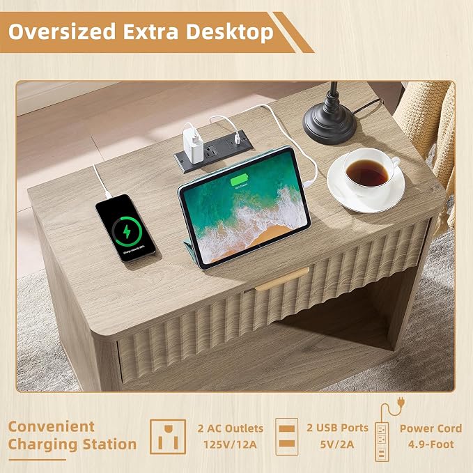 LEYAOYAO 31" Wide Fluted Nightstand - Image 6