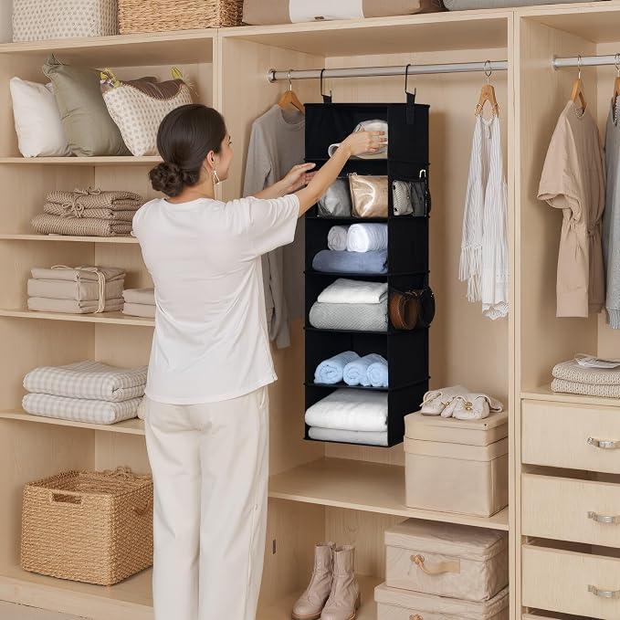 StorageWorks 6-Shelf Hanging Closet Organizers, Foldable Closet Storage - Image 2