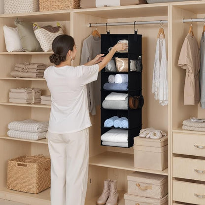 StorageWorks 6-Shelf Hanging Closet Organizers, Foldable Closet Storage - Image 2