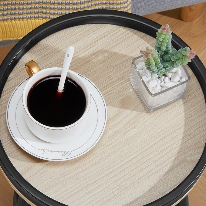 Small Round End Table, 2 Tier Side Table - Image 7