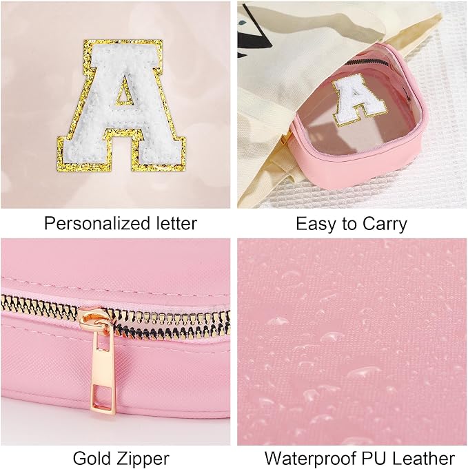 YOOLIFE Initial Mini Makeup Bag | Make Up Bag Travel Toiletry Bag | Clear - Image 4