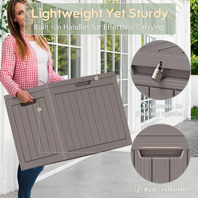 Outdoor Storage Box, Resin Deck Boxes Indoor and outdoor, Waterproof Storage - Image 2