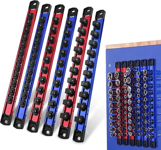 WORKPRO Magnetic Socket Organizer Set, 1/2" 3/8" 1/4" Drive Aluminum Alloy by WORKPRO
