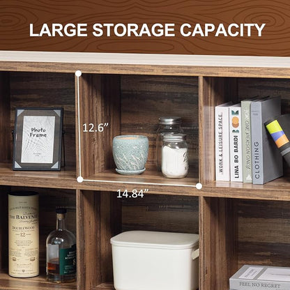 8 Cube Storage Organizer Bookshelf, Industrial Horizontal Bookcase, Accent - Image 4