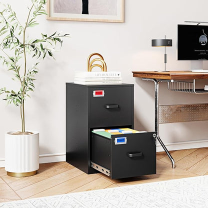 2 Drawer File Cabinet with Lock, 25.4" High Vertical Filing Cabinet, 17.7" Deep - Image 4