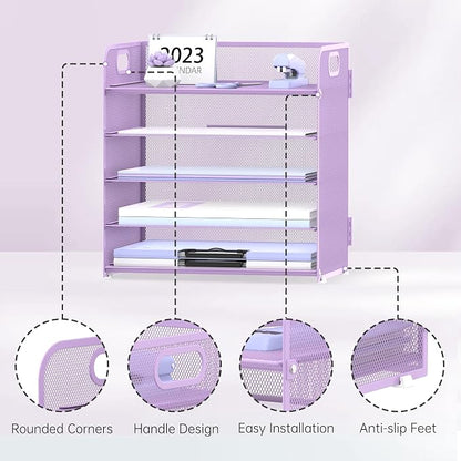 2 Pack 5-Tier Purple Desk Organizer - Image 3
