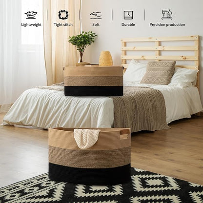 danpinera Large Blanket Basket for Living Room, 72 L Rectangle Toy Storage - Image 6