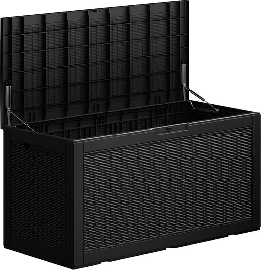 100 Gallon Deck Box, Resin Outdoor Indoor Waterproof Storage Box, Lockable by Kdymod
