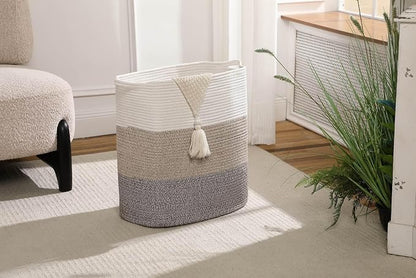 Tall Laundry Basket With Handles, Woven Cotton Rope Big Laundry Hamper Sorters - Image 7