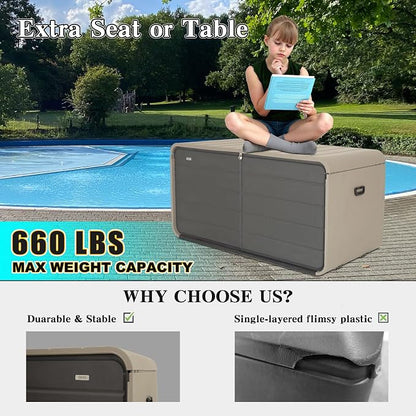 Domi 260 Gallon Resin Deck Box, Waterproof & UV-Resistant Outdoor Large Storage - Image 8