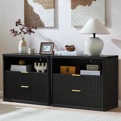 LEYAOYAO 31" Wide Fluted Night Stand Set of 2 by LEYAOYAO-Findtheshiningpointofyourideallife%EF%BC%81