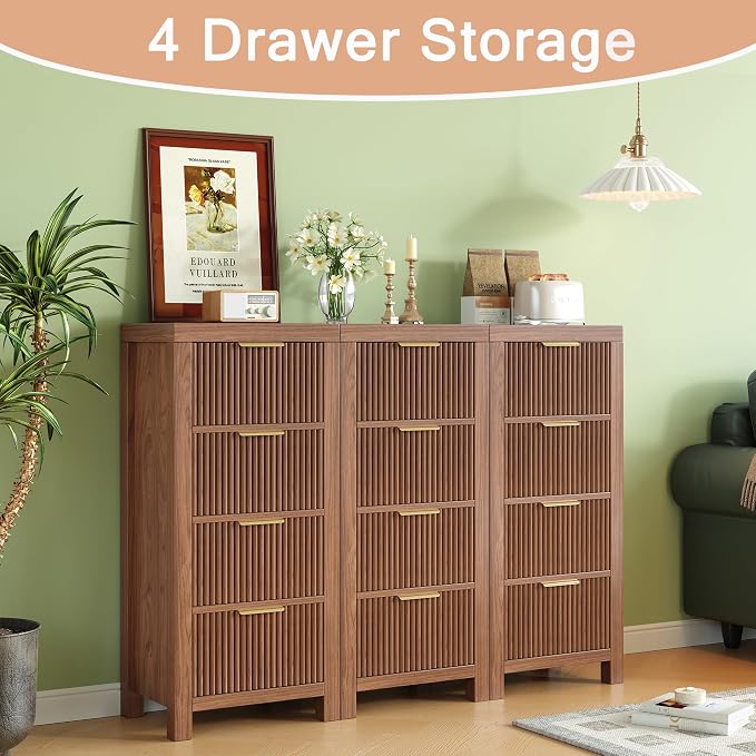 Mid-Century Fluted 8 Drawers Dresser, Modern Wooden Tall Dresser - Image 6