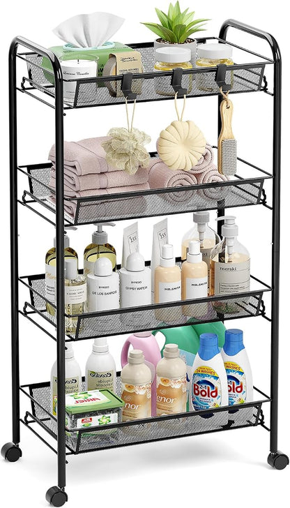 TOOLF 4-Tier Rolling Cart, Metal Utility Cart by TOOLF
