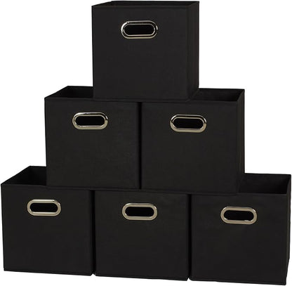 Household Essentials Foldable Fabric Storage Cubes 6-Pack – 11x11x11 Stackable by HouseholdEssentials