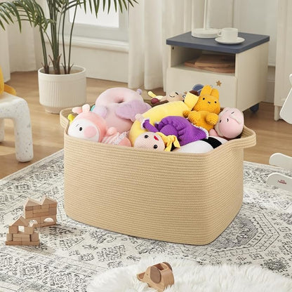 95L Extra Large Blanket Basket, Rectangle Nursery Blanket Storage - Image 6