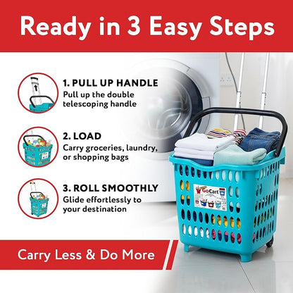 dbest products Bigger GoCart Grocery Cart Rolling Shopping Laundry Basket on - Image 5