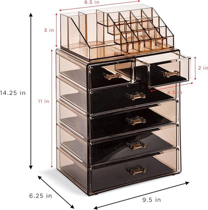 Sorbus Acrylic Makeup Organizer Set, 6-Drawer Vanity & Countertop Cosmetic - Image 4
