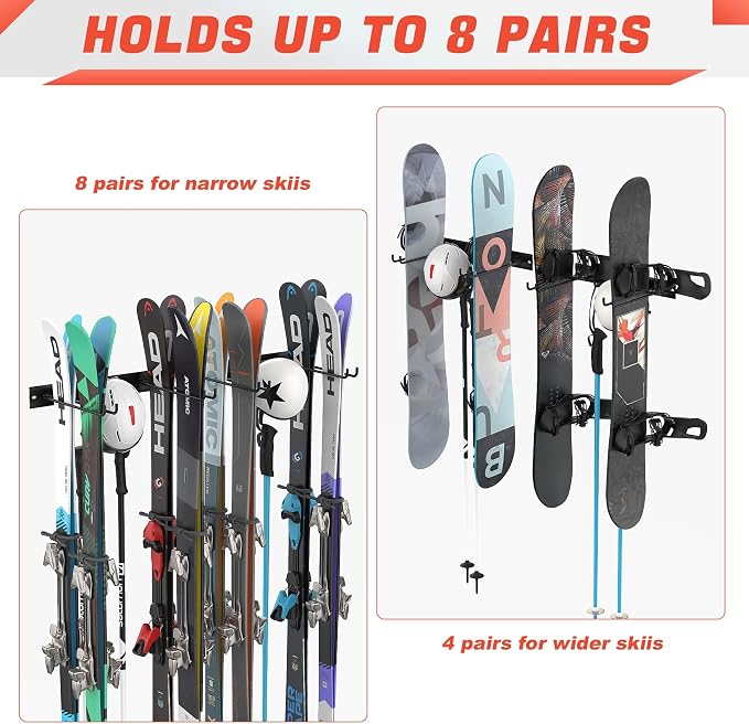 WALMANN Garage Ski Rack, Indoor Ski Hangers - Image 4
