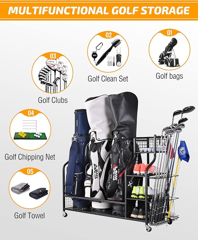 PLKOW Golf Bag Storage Garage Organizer, Extra Large Size Golf Bag Storage - Image 5