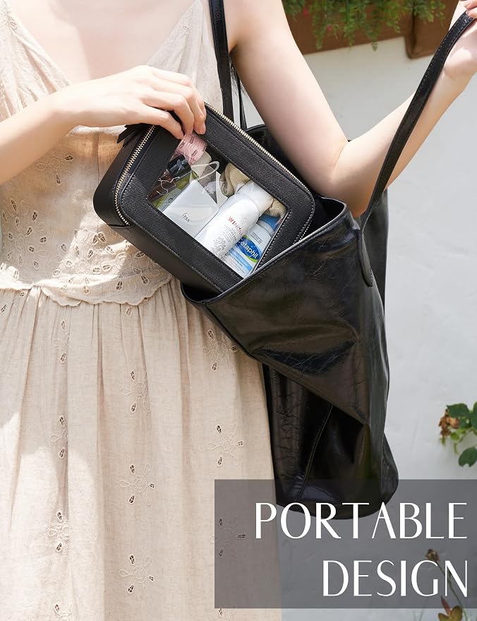 Popvibe Clear Makeup Bag Travel Cosmetic Case Transparent Toiletry Bag - Image 3