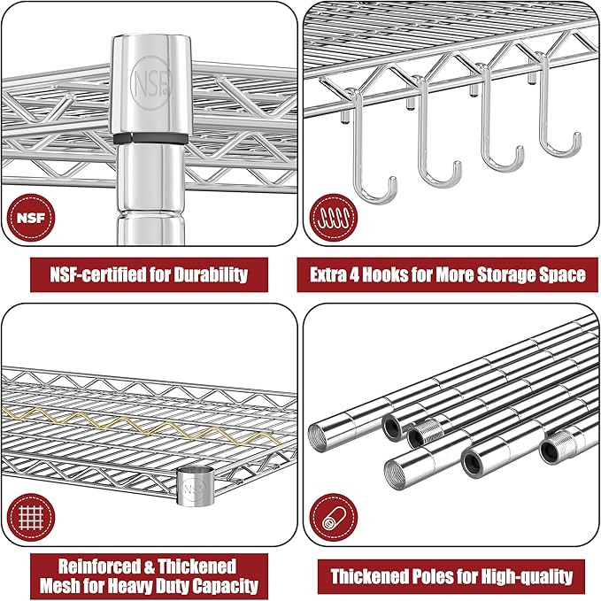 PrimeZone 5 Tier 48" Wx24''Dx81''H Wire Shelving - Image 8