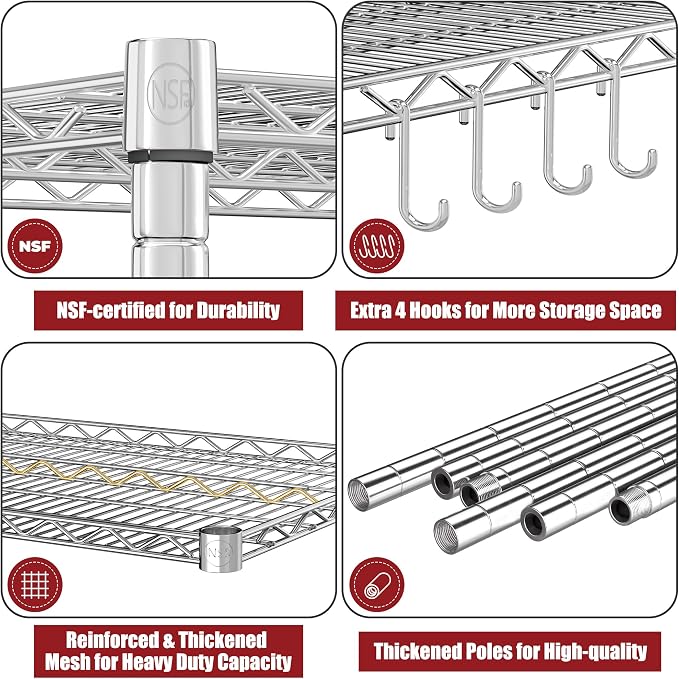 PrimeZone 4 Tier 55.5" Wx24 Dx76 H Wire Shelving - Image 7