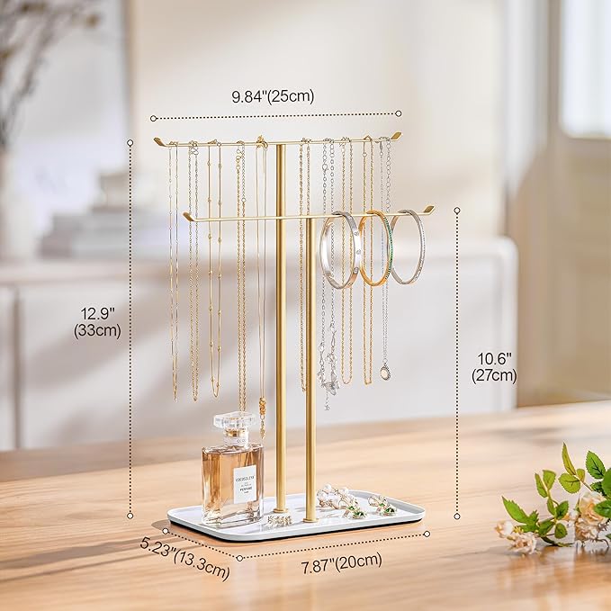 pickpiff Necklace Holder Jewelry Organizer Stand – 2‑Tier T‑Bar Jewelry Display - Image 5
