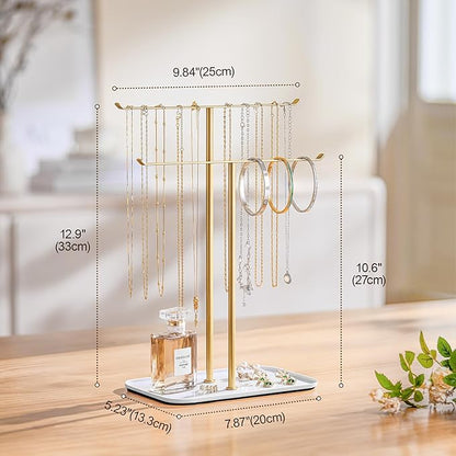 pickpiff Necklace Holder Jewelry Organizer Stand – 2‑Tier T‑Bar Jewelry Display - Image 5