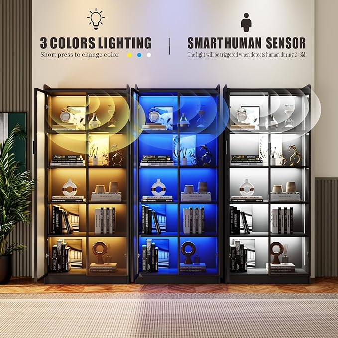 Display Cabinet with Adjustable Shelves, 5 Tier Display Case - Image 4