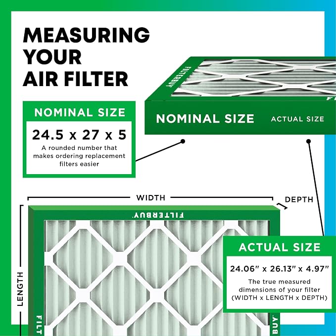 Filterbuy 24.5x27x5 Air Filter MERV 11 Superior Pet & Allergy Defense, Pleated - Image 2