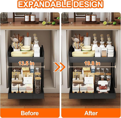Golener 2-Tier Expandable Pull Out Cabinet Organizer - Image 2