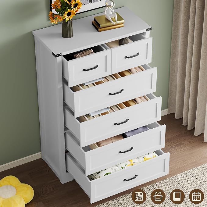 Tall 6-Drawer Dresser for Bedroom, Modern Wooden Chest of Drawers - Image 4