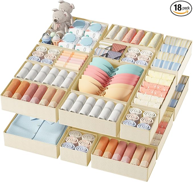 DIMJ Drawer Organizer Clothes, 18 Pack Dresser Organizer, Foldable Closet by DiMJ