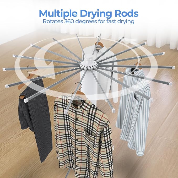 Dollate 3 Tier Portable Clothes Drying Rackwith 4 Pulleys, Indoor and Outdoor - Image 5