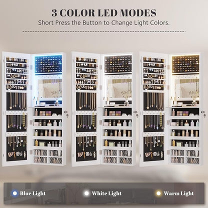 Vlsrka 47.2" LED Jewelry Mirror Cabinet, Wall/Door Mounted Jewelry Armoire - Image 4