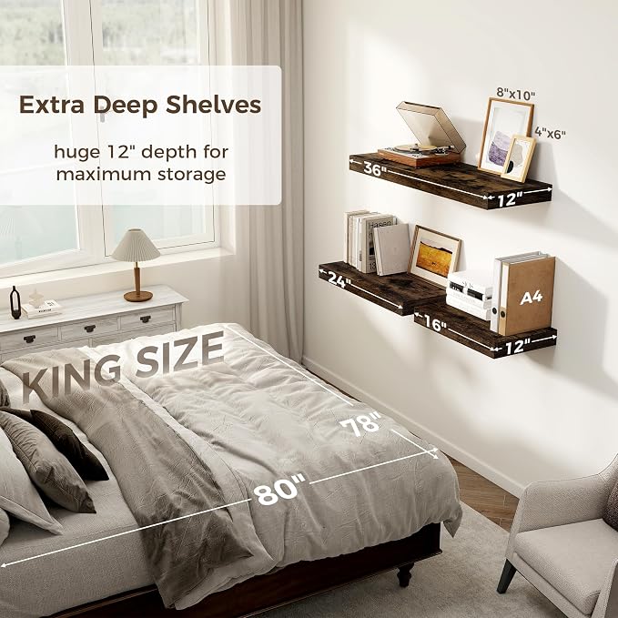 Floating Shelves 36 Inch Long, 12 Inch Deep Floating Shelves - Image 6
