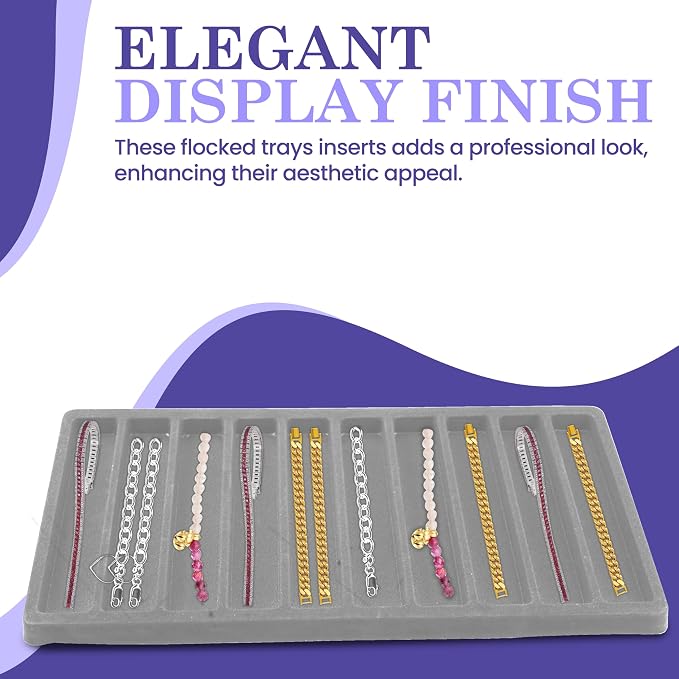 Novel Box 5 Pack 10-Slot Gray Liner Jewelry Storage Tray Inserts 14.75x8.25x1 - Image 5
