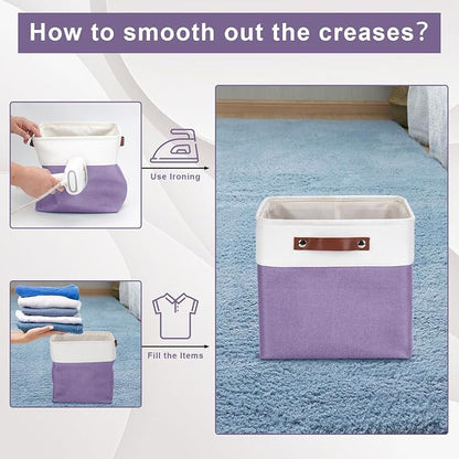 Collapsible Fabric Storage Cubes 11x11 Cube Storage Bins, 4 Pack Closet Baskets - Image 5