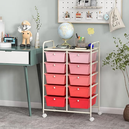 Giantex 10 Drawers Rolling Cart, Classroom Organizers, Storage Cart - Image 2