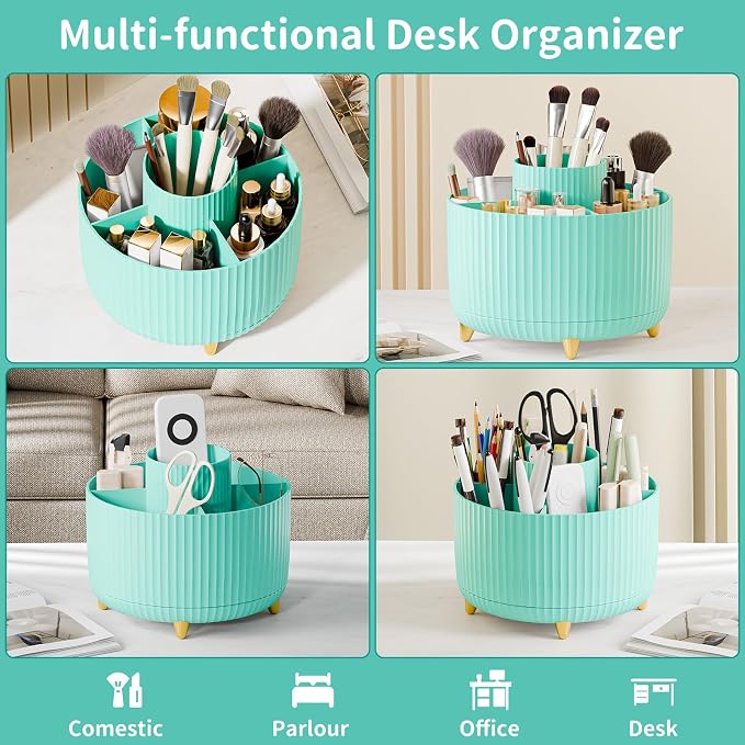 360° Rotate Makeup Brush Holder Organizer, Makeup Organizers Countertop - Image 3