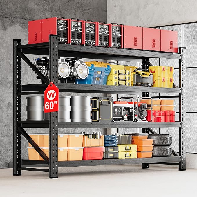 MIIIKO 60" W Storage Shelves, 4800LBS Metal Garage Storage Shelving, Heavy Duty by MIIIKOOfficeFurniture