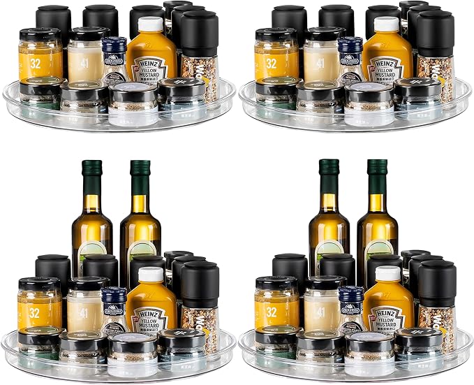vacane 4 Pack Turntable Organizer Non-Skid, Large 13" Cabinet Lazy Susan Clear by vacane