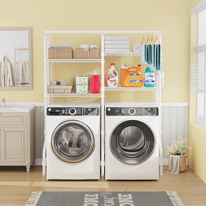 U14 Over Washer and Dryer Storage Shelves, 4 Tiers Laundry Room Storage and - Image 3