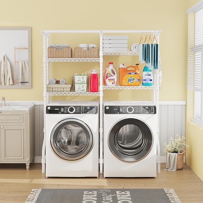 U14 Medium Over the Washer and Dryer Shelves, 4 Tiers Laundry Room Storage and - Image 2