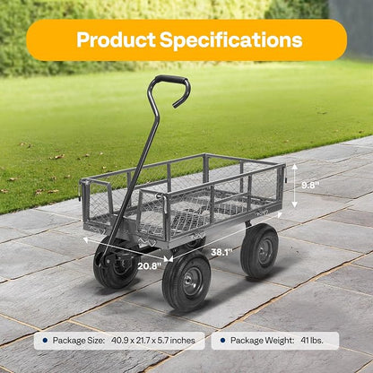 VIVOHOME Heavy Duty 880 Lbs Capacity Mesh Steel Garden Cart Folding Utility - Image 3